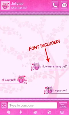 Love Owls Pink GO SMS android App screenshot 2